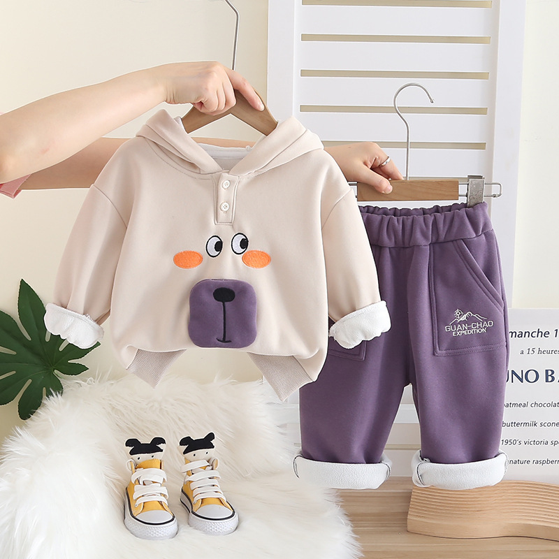 Kids Clothing Sets Cozy Girls Autumn Set 2025, Soft Fleece-Lined Hoodie and Pants 2-Piece, Adorable Outfit for Toddler Girls Free Shipping
