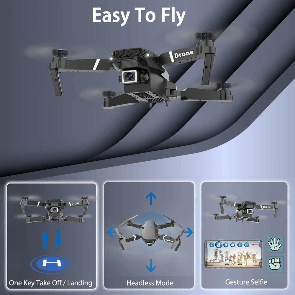 2025 New Professional RC Foldable Drone With Dual HD Camera, Wifi Mobile App Control, Easy To Operate, 500M Range, Beginner-Friendly, Perfect For Hall
