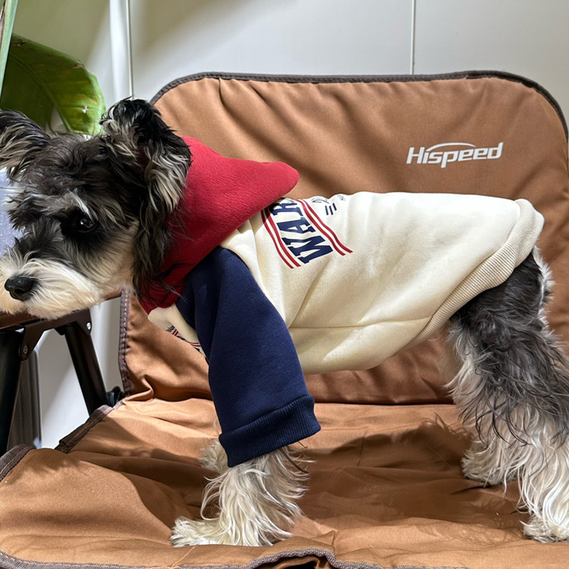 dog clothes Dog Hoodie, Color-Block Fleece Sweatshirt for Small/Medium Pets, Soft Warm Pullover with Rib Cuffs, Red/Navy, XS 9XL Winter Coat with Plus