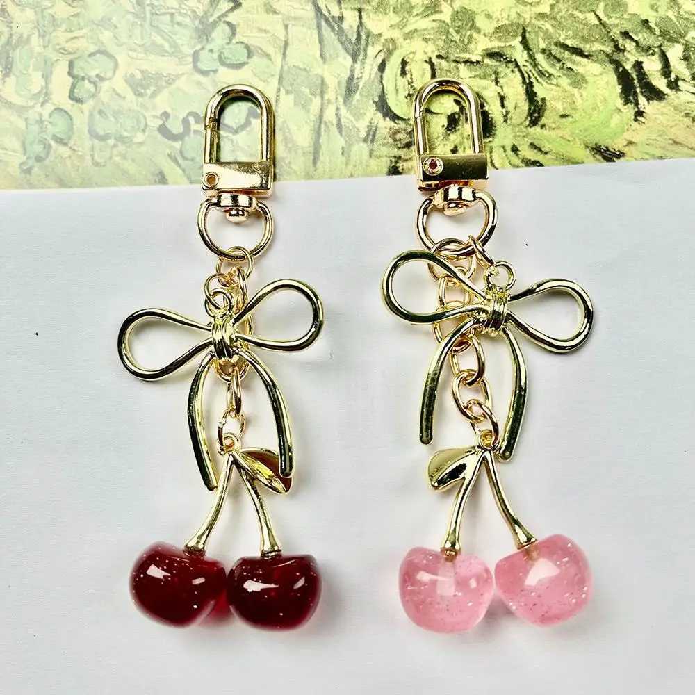 Cherry Bag Charms Fruit Chain Accessory Simulated Cherry Pendant Sparkling Keychain Bag Pendant Cute Cartoon DIY INS Key Chains J251121