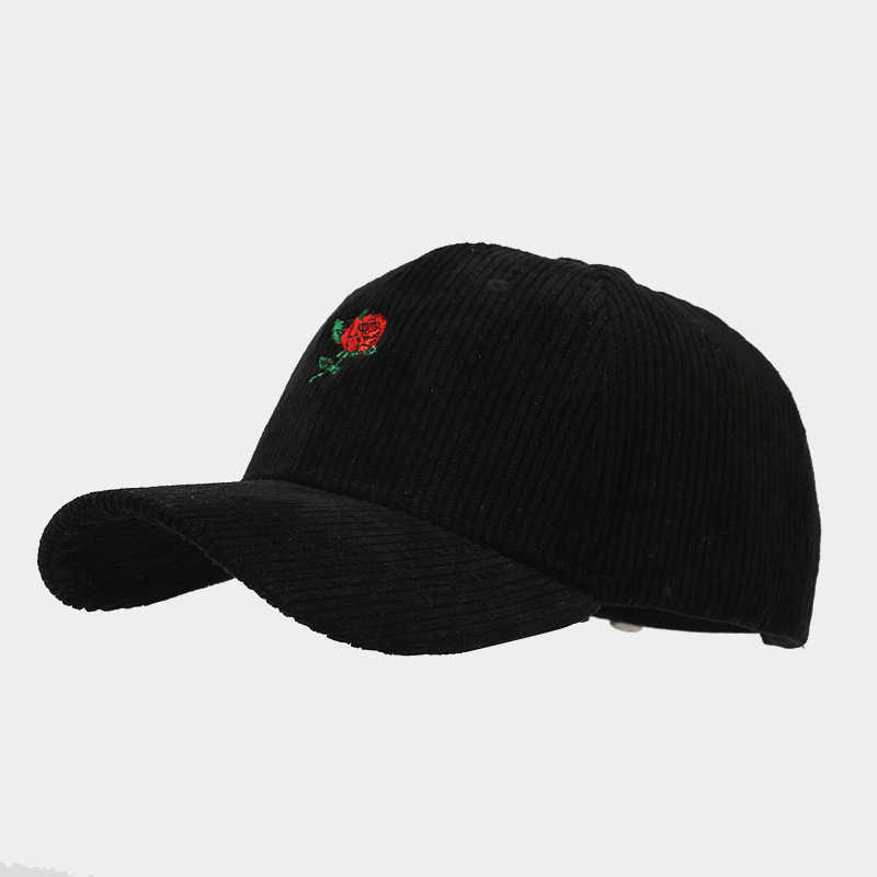 Valentines Day Fashion Rose Embroidery Corduroy Baseball Cap for Women Trendy Spring Outdoor Travel Sunshade Duckbill Cap H251020