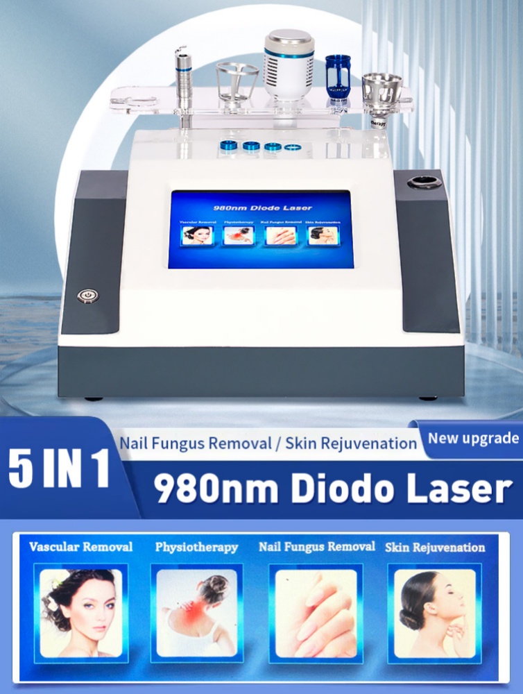 5 in 1 980nm Diode Laser Vascular Removal Spider Veins & Nail Fungus Treatment Home Beauty Care Machine