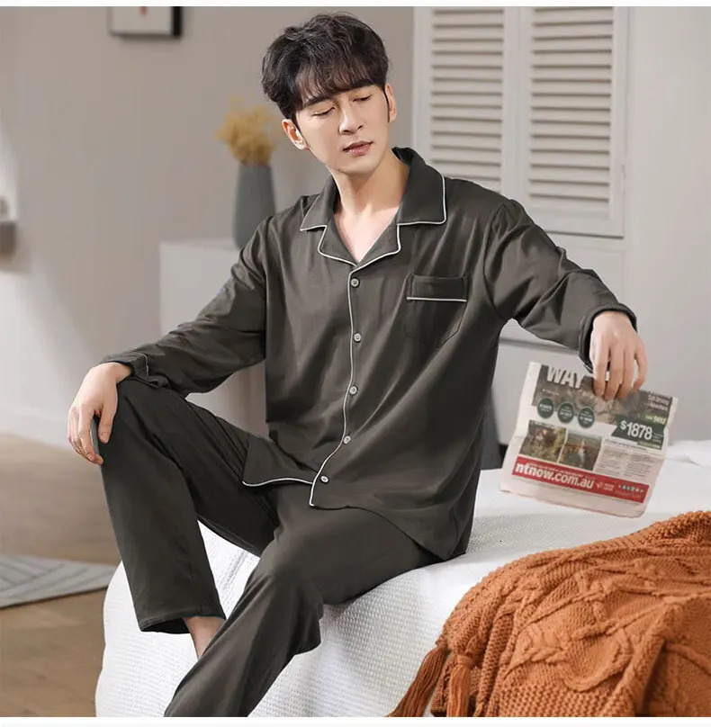 92 Bamboo Fiber 8 Spandex Home Clothes Comfortable Sleepwear Mens Set Spring And Autumn Environmentally Friendly Pijamas 251021