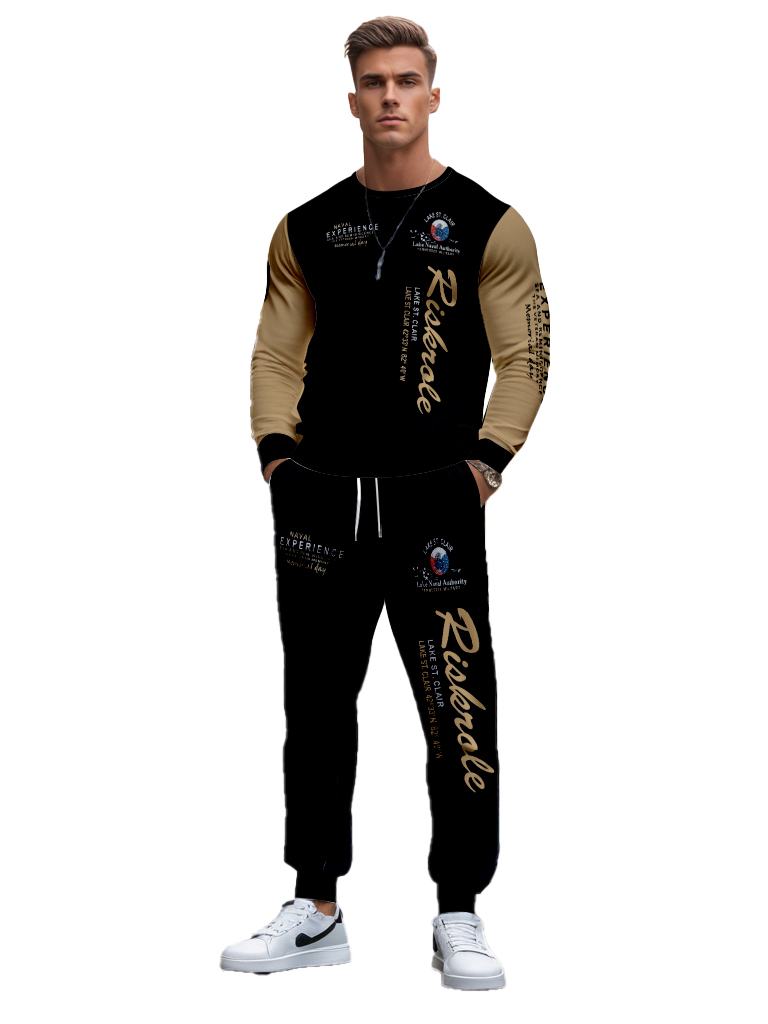 Men's Casual Knitted Long Sleeve Sweatshirt Round Neck Polyester Blend Ankle-Length Outdoor Recreation Brown Comfortable T-Shirt - YLWY0017