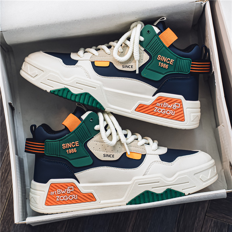 High-top men's shoes winter niche design versatile casual board shoes teenagers students sports thick-soled climaxing shoes2025