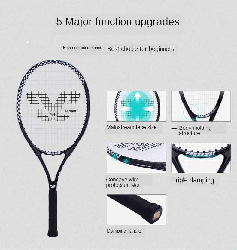 27 Inch Aluminium Alloy Tennis Racket Junior Middle School Level Match Training Tennis Racket With Tennis Bag Raquete De Tenis W251021