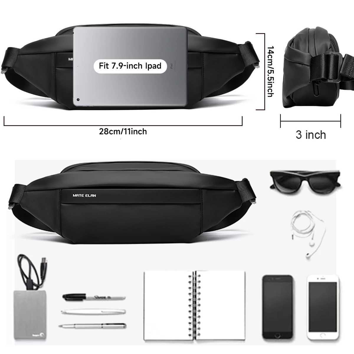 Fashionable Solid Waterproof Mens Crossbody Shoulder Bag Daily Travel Sports Fanny Pack Bumbag Teenagers Trend Phone Waist Bag Z251021