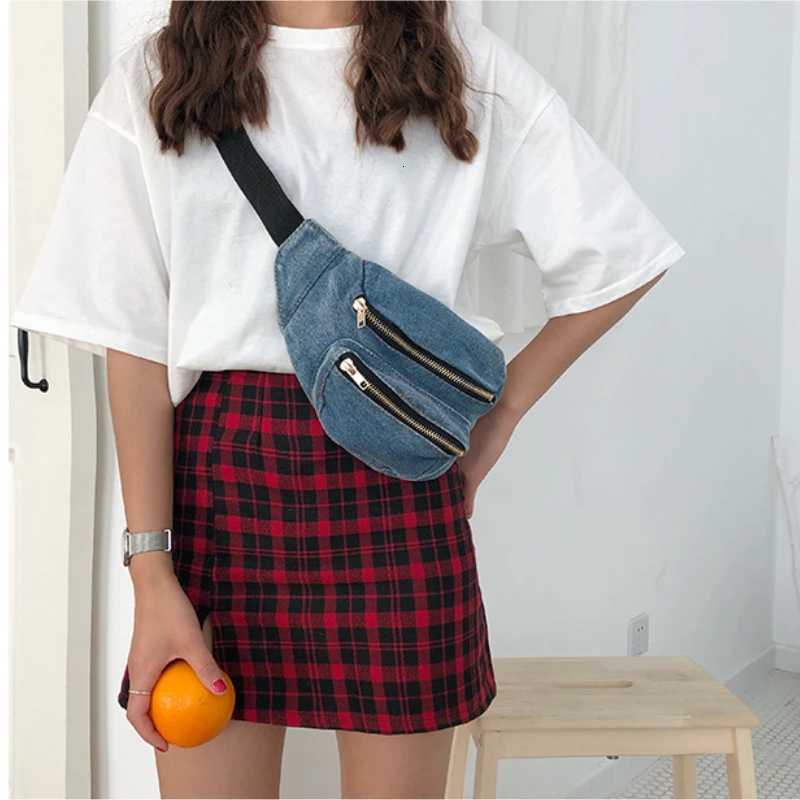 Denim Waist Bag for Women Casual Fanny Pack Phone Purses and Handbags Ladies Chest Belt Bum Cross Body Bag Z251021