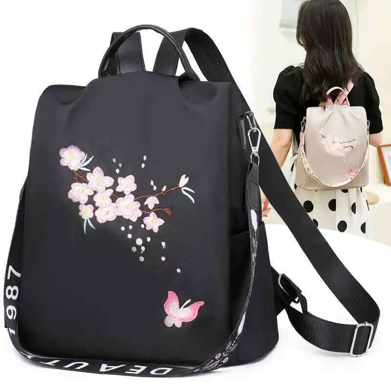New Oxford Cloth Fashion Wer Backpacks Women Large Capacity Anti-Theft Backpack Lightweight Casual Girl Embroidery School Bag 251021