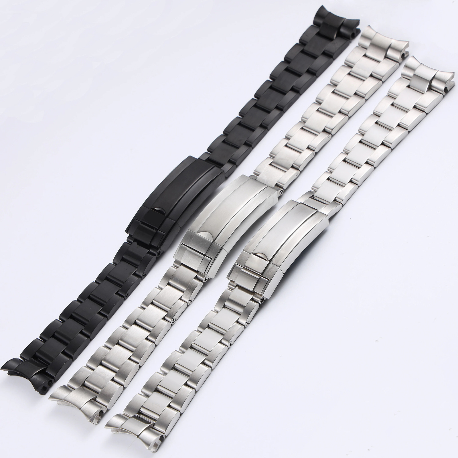 20 21mm silver gold black stainless steel watchband for Rolex Submariner GMT Daytona Metal Strap wrist bracelet deployment clasp 251016