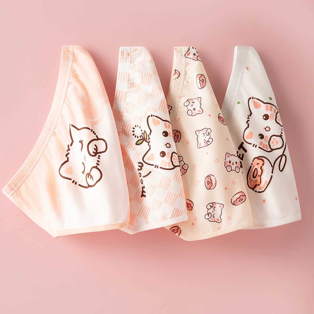 4PCSset Girl Underwear Cotton Cute Cartoon Pet Cat Children Shorts Cute Lovely Underpants Soft Little Girls Kids Boxer Panties J251021