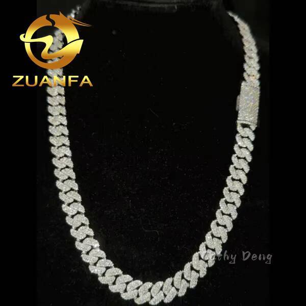 Hip Hop Jewelry 10MM Moissanite Diamond Cuban Link Chain 925 Silver Iced Out Cuban Link With GRA Certificate