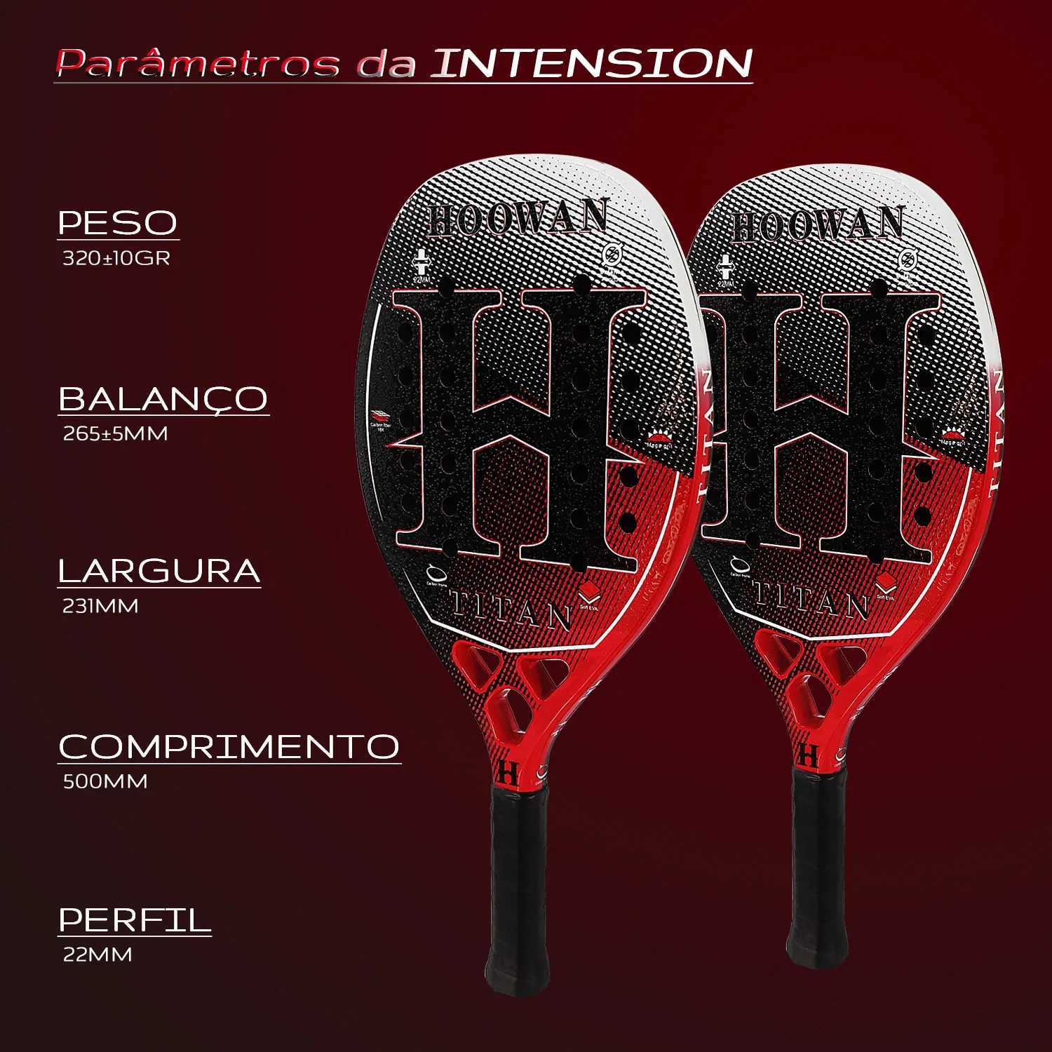 HOOWAN TITAN 8K Beach Tennis Racket Professional T700 Carbon Fiber 8K Rough Surface 22MM Profil Well Balance W251021