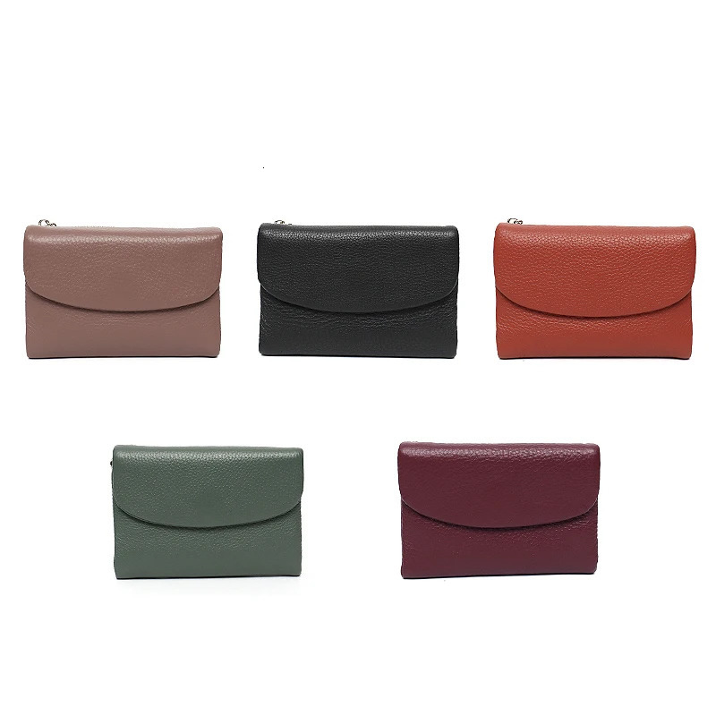 Womens Minimalist Short Wallet Classic Real Leather Magnet Flap Trifold Coin Purse Multi Slots Card Holder Portable Daily Use 251013