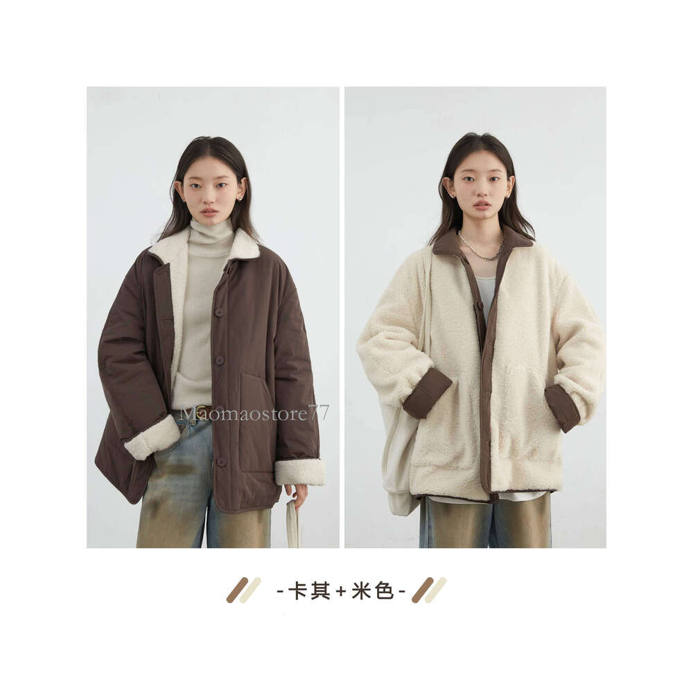 New Korean Women Parkas Single Breasted Loose Casual Thick Female Jacket Reversible Coat Winter 2025 Goose coat women