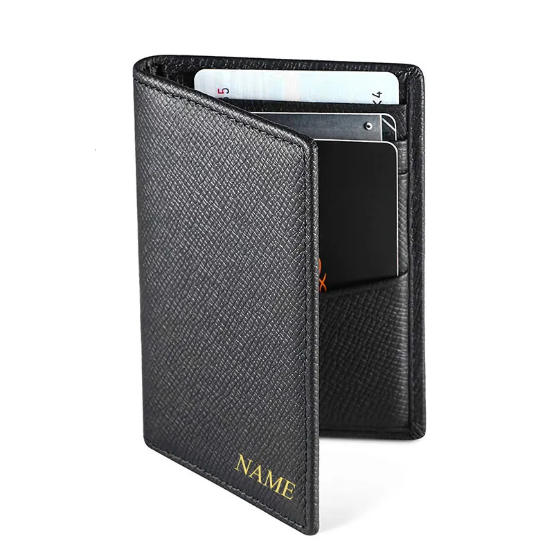 Customized Initials Genuine Leather Card Holder Bank Card Multi Card Slot Business Card Bag Wallet Mens Cover Wallet 251013