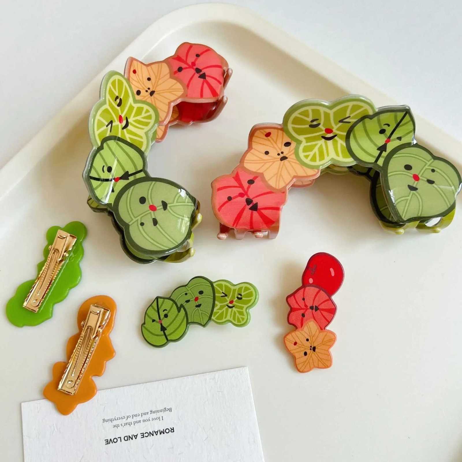 YHJ Funny Smile Face Leaves Hair Claw Creative Colorful Crab Hair Clip Trendy Claw Clip Sweet Hairpin Hair Accessories for WomenW254021