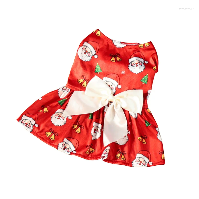 Christmas Pet Clothes Round Neck Sleeveless Printed Dress Santa Claus Snowflake For Small Medium Large Dogs Year Present H260129