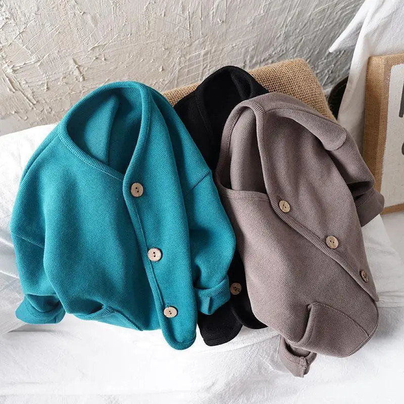 Autumn Children Long Sleeve Cardigan Baby Cotton Coat For Boys Girls Solid Jacket Kids Casual Clothes 251018