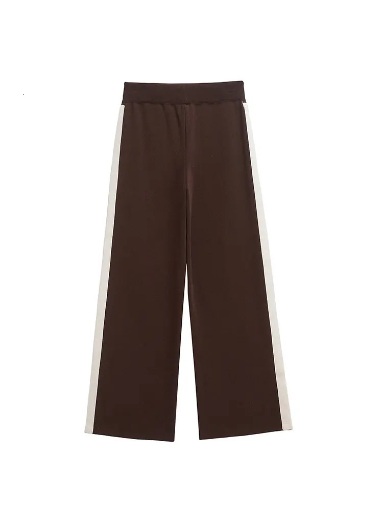 NLZGMSJ Spring Elegant Womens Sets Large Lapel Zipper Knit Sweatshirt Loose Long Drawstring Trousers Two Pieces 251021