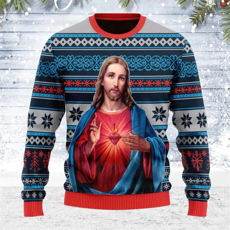 Men Women ugly christmas Sweatshirt Jesus Sweater 3D Printed the Orthodox graphic Sweaters Tops unisex clothing drop251020