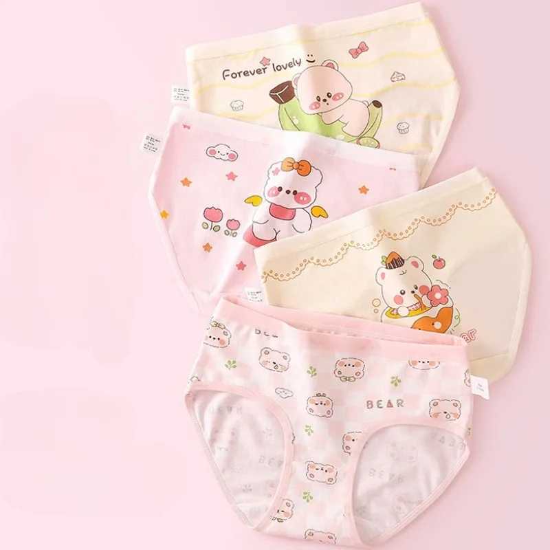 4PCS Girls Cotton Soft Antibacterial Briefs Kid Cute Print Panties Thin Breathable Comfort Underwear 3y Young Children Clothing J251021