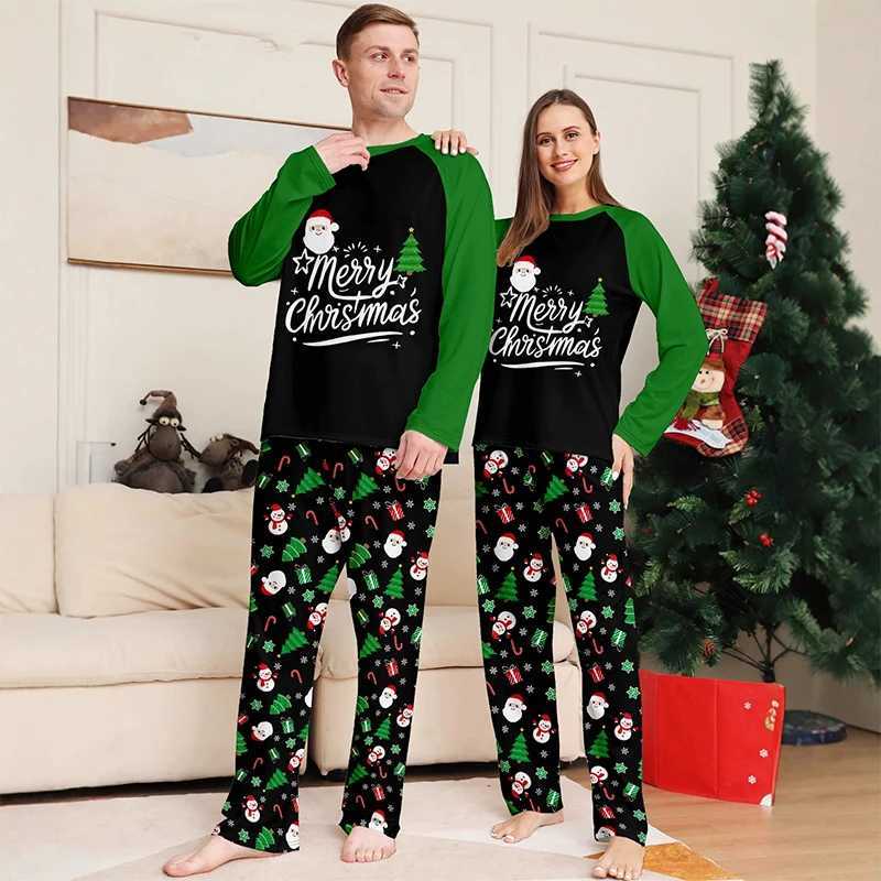 New 2025 Santa Print Mother Daughter Father Son Matching Family Outfits Christmas Green Pajamas Set Soft Xmas baby dog jumpsuit L2510211EI3