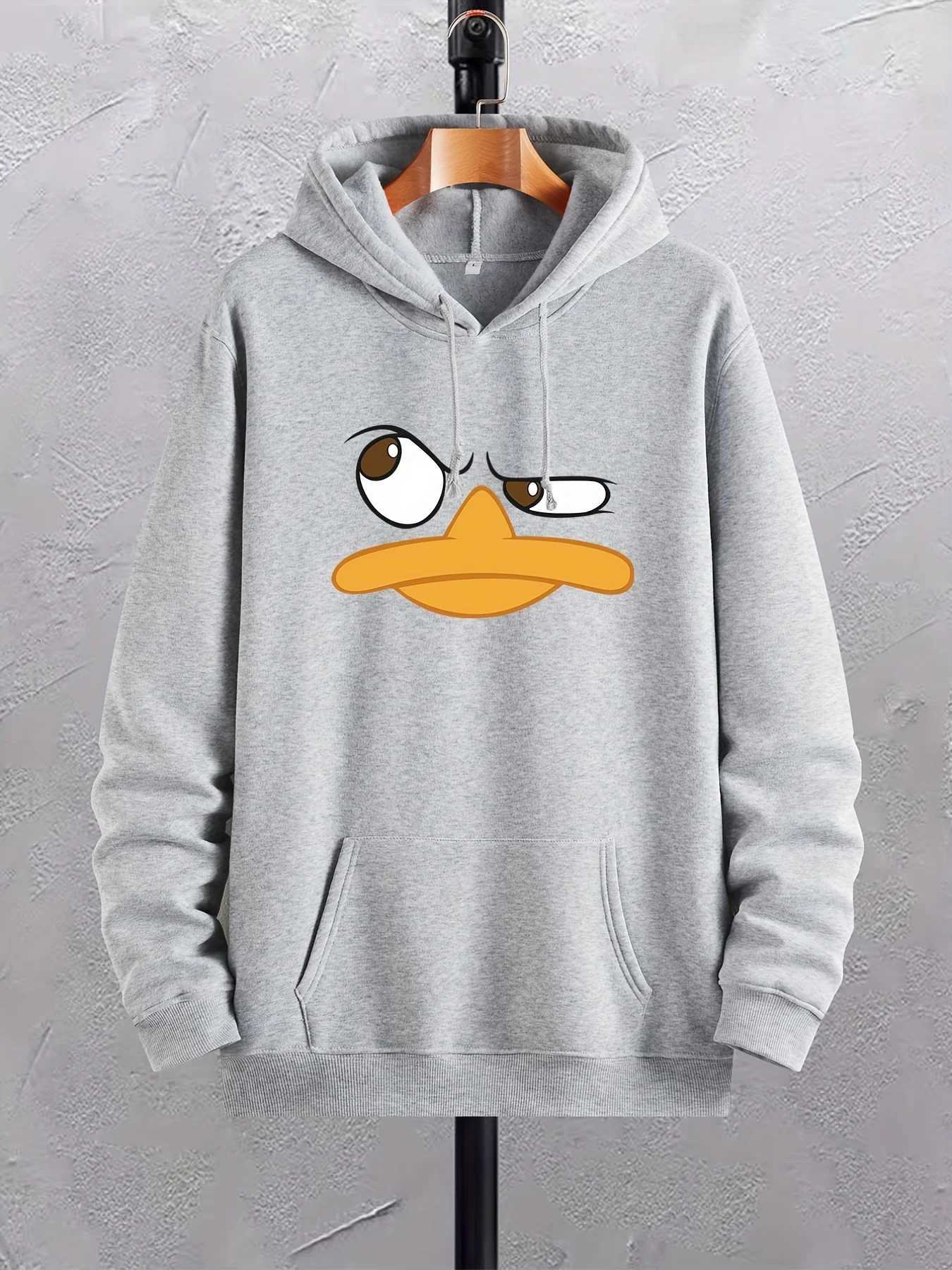 Cartoon Duck Print Hoodies For Men Graphic Hoodie With Kangaroo Pocket Comfy Loose Trendy Drawstring Hooded Pullover W251021