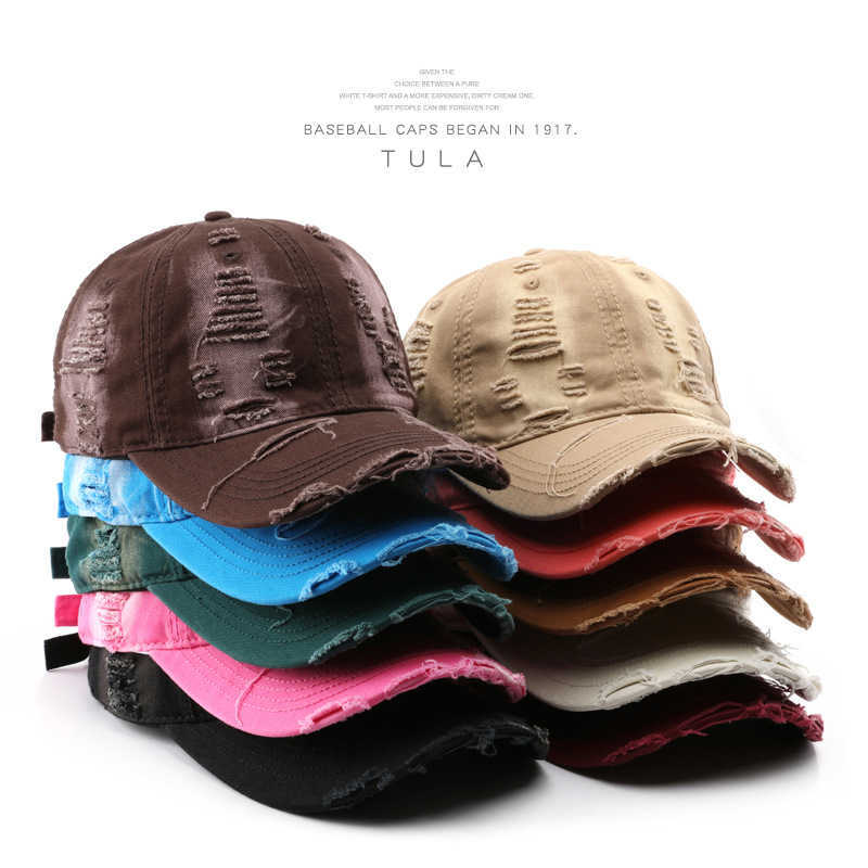 Style Spring and Autumn Solid Color Washed Distressed Baseball Cap Outdoor Mens Sun Protection Visor Cap H251020