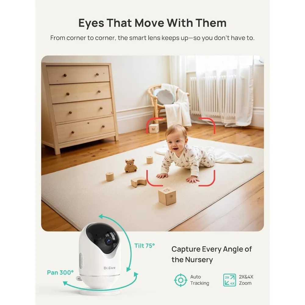 VistaView Smart WiFi Baby Monitor 5 1080P Split Screen 2K Camera App Control Cry Motion Alerts HD Night Vision 5000mAh J251121