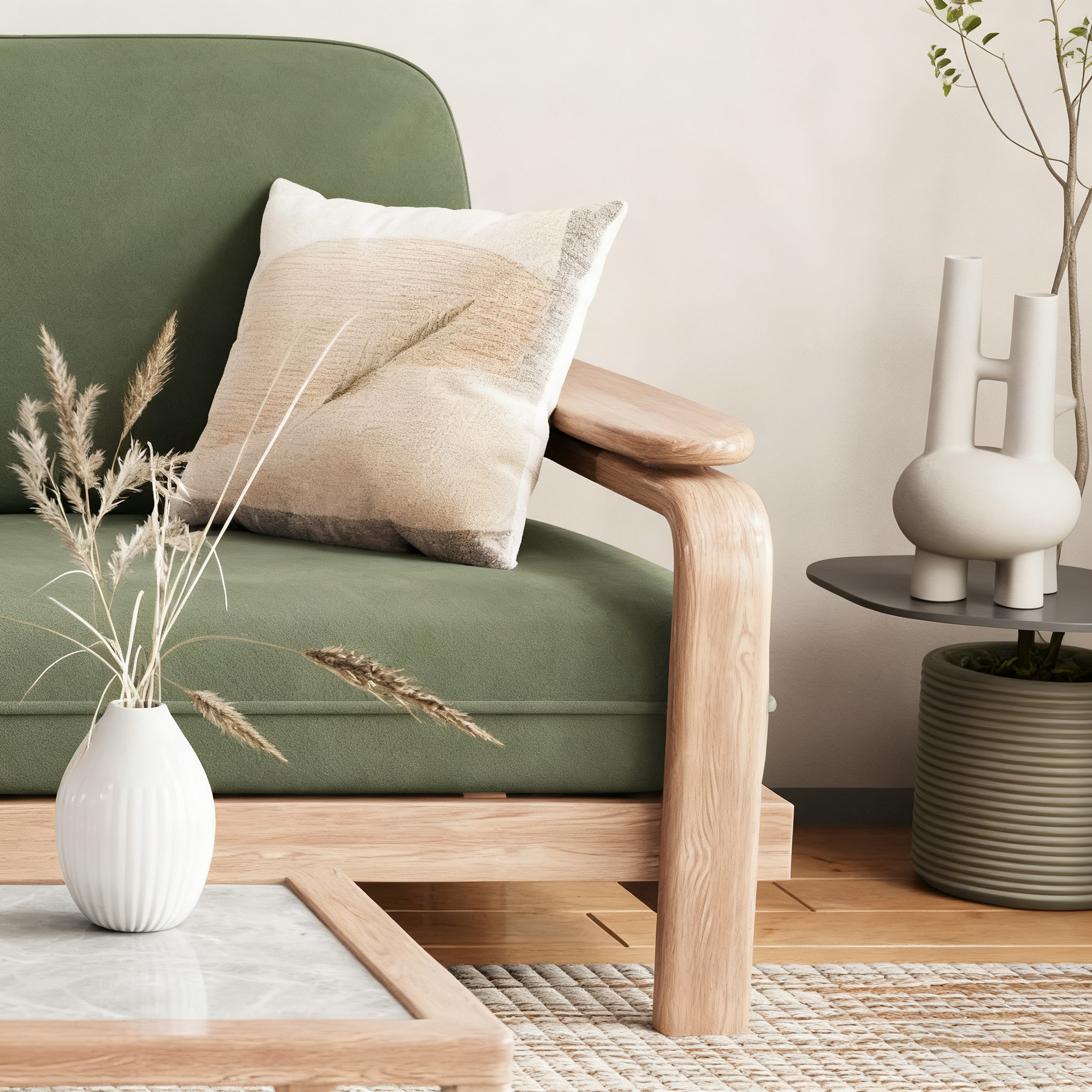Elegant Furniture: High-Quality Wood-Built Living Room Settee