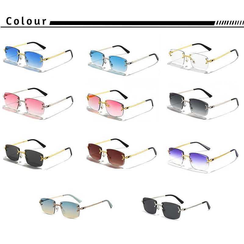 CATERSIDE Retro Rimless Square Sunglasses Men Women UV400 Small Gradient Sun Glasses For Men Popular High Quality Party Eyewear J251114