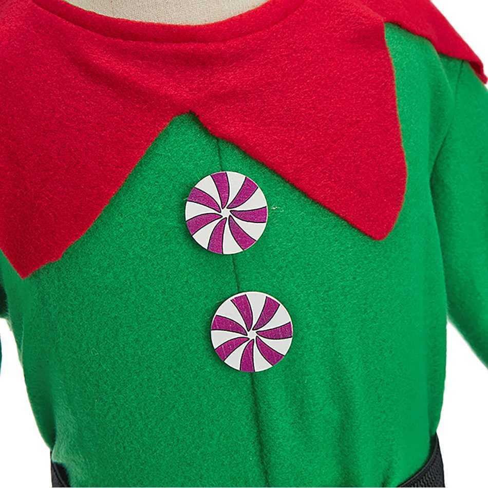 Christmas Family Matching Outfit Boy Girl Elf Xmas Costume Adult Green Red Party Tops Pants Hat Belt Outfit Cosplay Clothing Set L2510218MVP