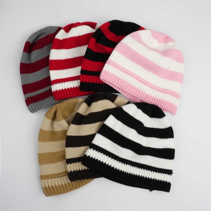 Striped Knitted Hat Style Versatile Wool Hat Warm Ear Protection Hat Hip Hop Color Block Hat H251020