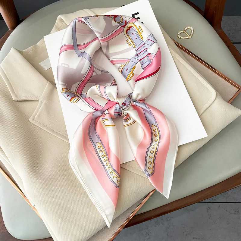 2024 New Nautical Print Square Scarf Thin Breathable Silky Neck Scarf Glamorous Style Sunscreen Headscarf 70CMx70cm W251021
