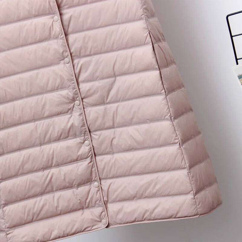 Women Ultra Light Long Vest With Hood Casual Slim Waistcoat 90% White Duck Down Gilet New 2025 Fashion Hot Sale womens coat