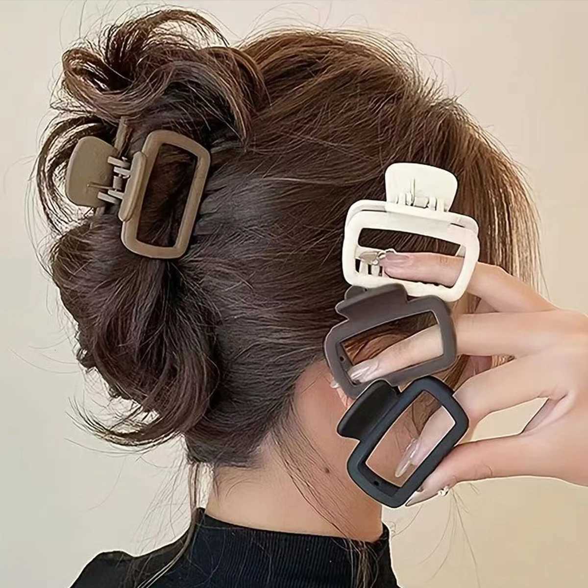 4pcs Womens Square Lightweight Hair Claw Clip Fashionable Elegant Hair Accessory Clip Suitable Hair Styling MakeupW254021
