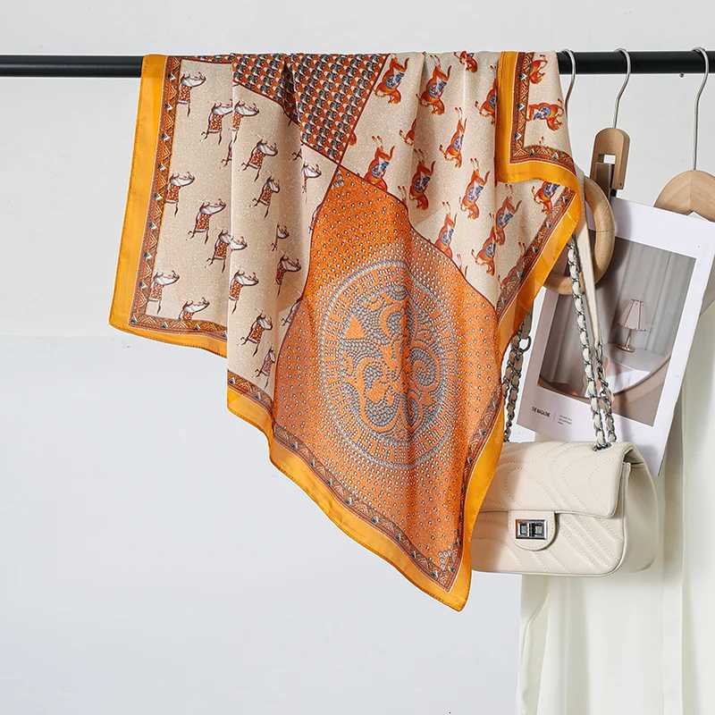 70cm Silk Square Scarf Wen Fashion Luxury Brand Satin Neck Tie Fa Hair Bandana kerchi Shawl Wrap Hijab EcharpeW251021