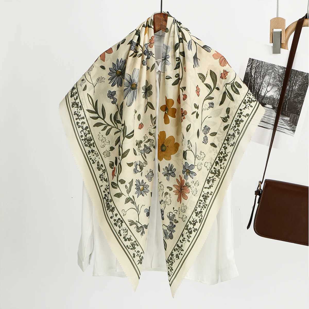 110110cm Printed Satin Silk Square Scarf Muslim Hijab Shawl Female Design Lady Wraps Foulard Headbands Bufanda Large Bandana W251021