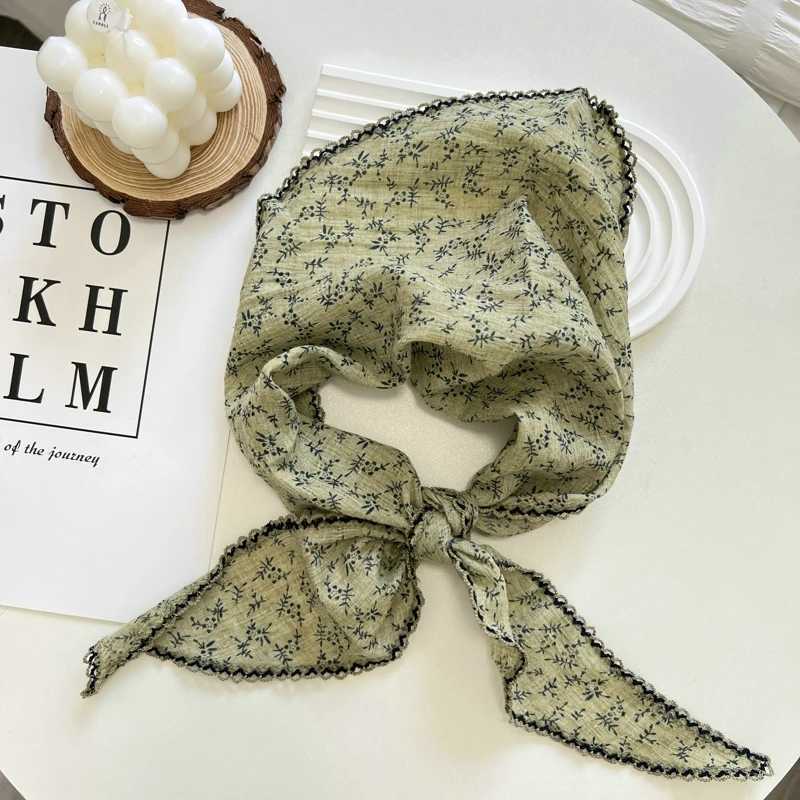 Print Flower Neck Scarf Shawl Summer Triang Hair Wrap band Handkerchi Hair Ties Banda Hair Ribbon For WenW251021