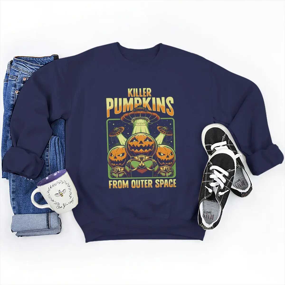 Halloween Spooky Season Graphic Sweatshirts for Women Men Funny Pumpkin Ghost Halloween Pullover Crewneck Long Sleeve Tops W251021