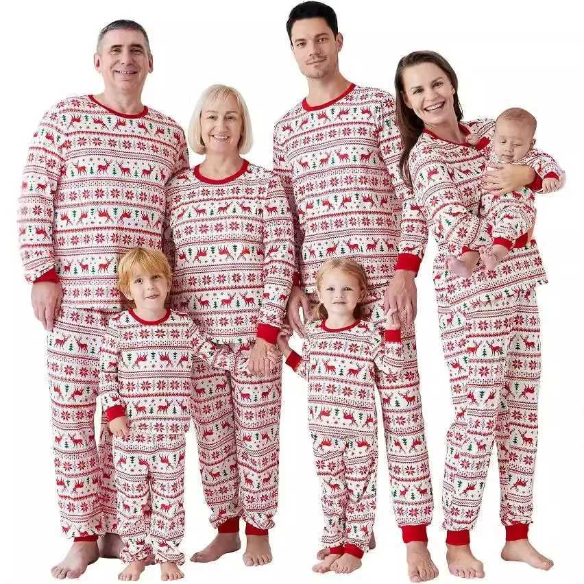 Family Christmas Matching Pajamas Set All Elk Print Adults Kids Clothing Set Full Sleeve O Neck Loose Sleepwear Xmas Look Pyjama L251021UZIG