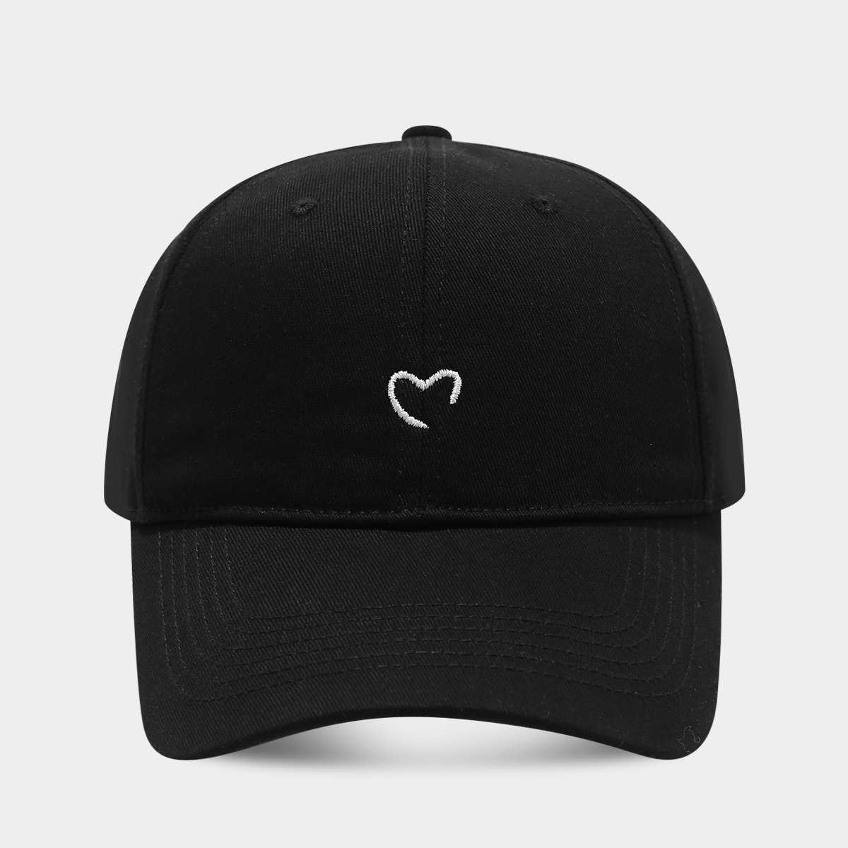Simple Embroidered Heart Baseball Cap for Women Summer Outdoor Sunshade Sun Protection Duckbill Cap Couple Versatile Trendy Sun Hat H251020
