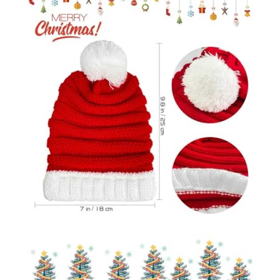 Christmas Knitted Hat for Baby Beanie Knit Santa Hat with Pom for Boys Girls Infant Toddler Cozy Warm Winter Accessory for J251021