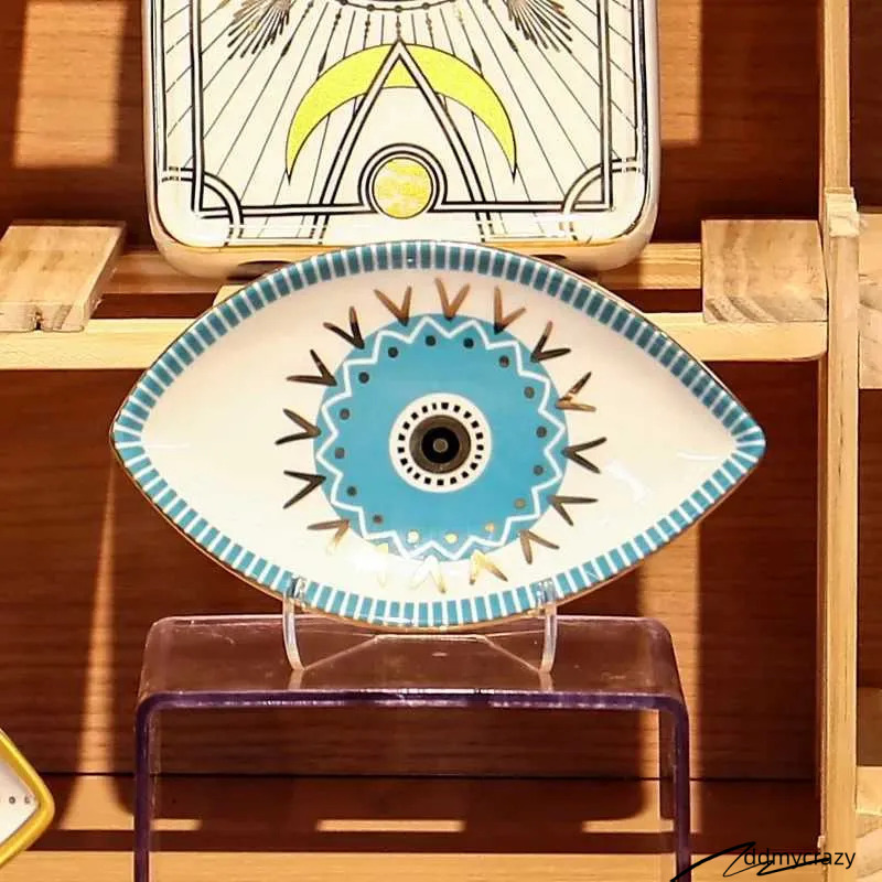 Evil Eye Shaped Ceramic Tray - Decorative Jewelry Holder, Candy Dish, And Abstract Home Decoration Ddmycrazy