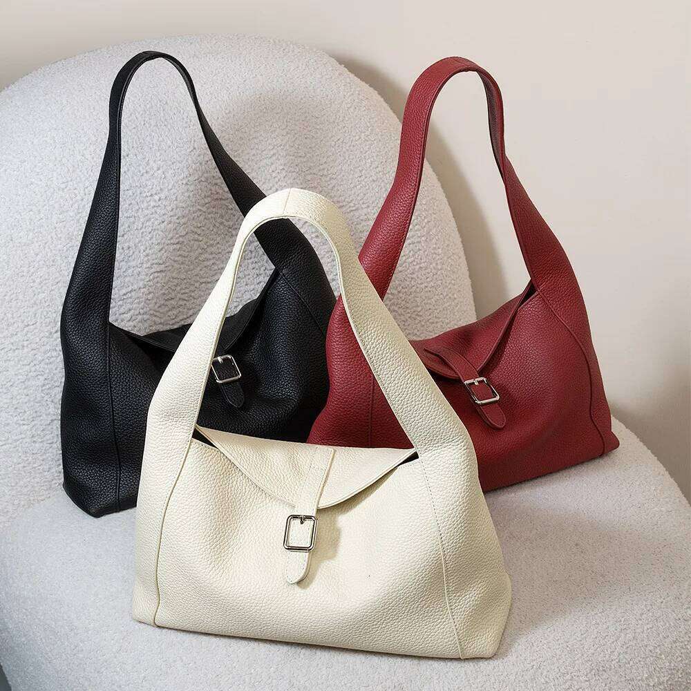 Top Layer Cowhide Women's Armpit New Niche Design Simple Large Capacity High Quality Fashionable Handbag Shoulder Bag Suotong1021
