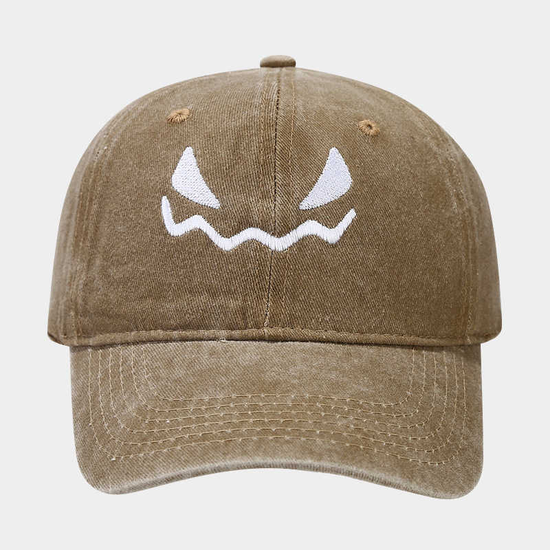 Creative New Funny Halloween Pumpkin Skull Embroidered Washed Vintage Baseball Cap Unisex Soft Brim Duckbill Cap H251020