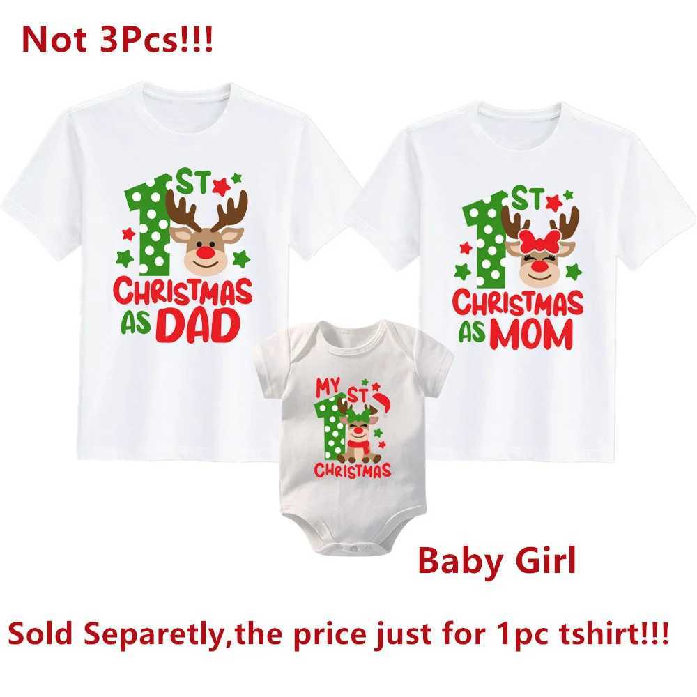My First Christmas As Dadmom Print Family Matching Clothes Mother Father Tshirt Baby Romper Xmas Party Family Outfit T Shirts L251021UOS8