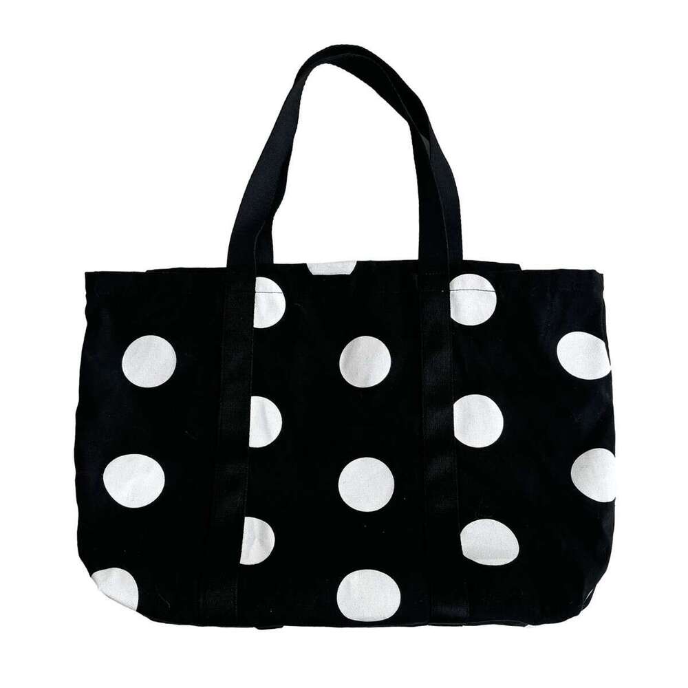 Korean Style Large Capacity Tote New Trend Simple Shoulder Women Fashion Design Polka Dot Canvas Bag B5