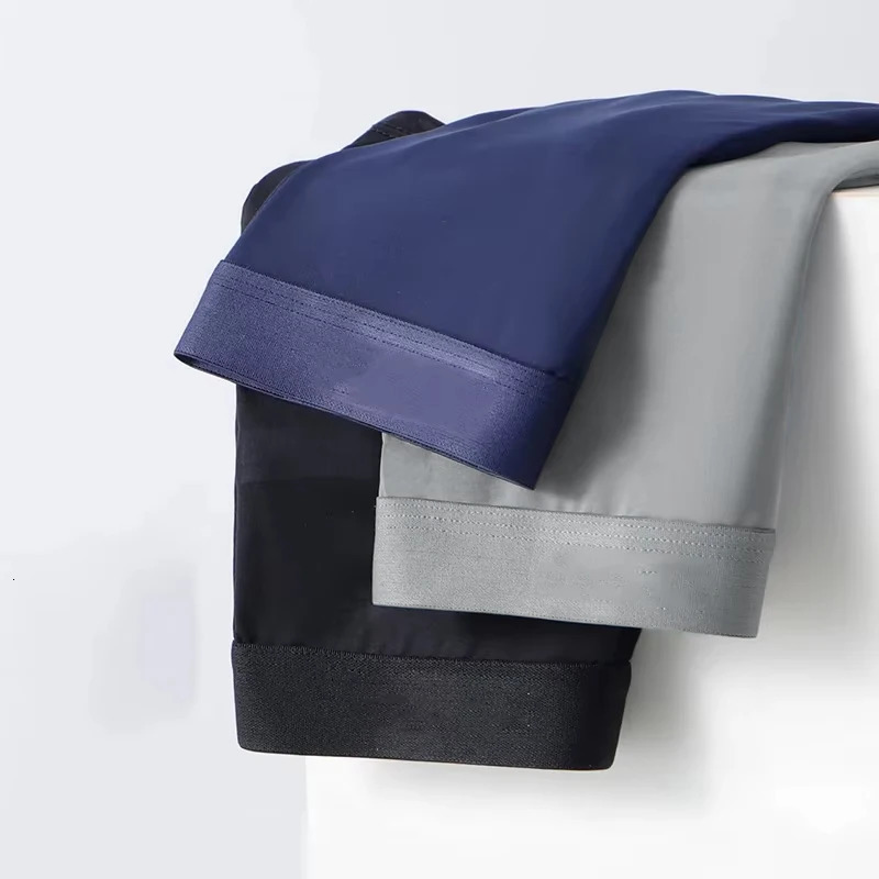 3Pack Set Summer Ice Silk Men Boxer Shorts Sexy Ultrathin Man Underwear Breathable Soft Mens Panties black Blue light gray 251021